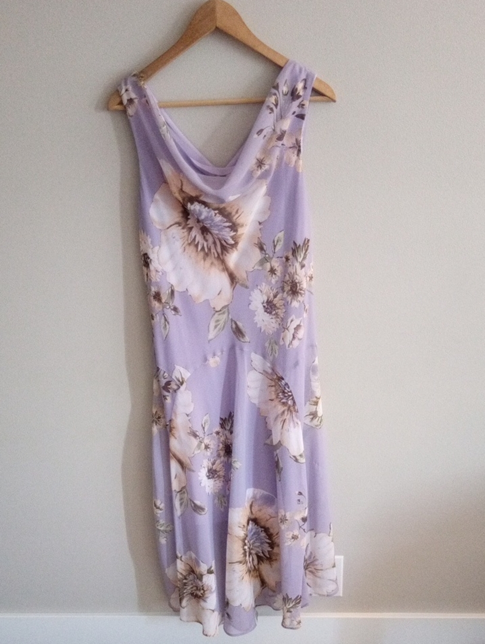 Roz & Ali Lavender Floral Cowl-Neck Maxi Dress Size 14